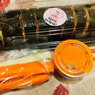 Kimbap with spicy bulgogi