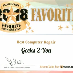 Voted Best Computer Repair in Tucson!