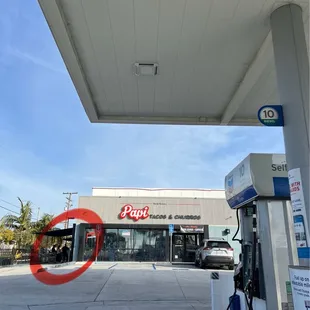 Located in a chevron station , left side of the food mart and papi&apos;s taco.