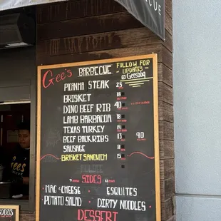 Menu as of grand opening day (10/26/24)