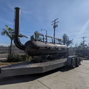 Large offset style smoker. They have two of these bad boys on site.