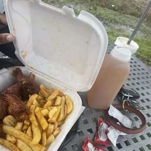 Cajun ranch wings and fries