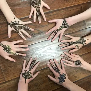 Celebrating Emily's birthday with henna! Gees is amazing!  Super affordable party!