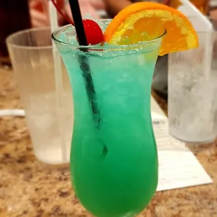 I think this one is called a Blue Hawaiian?