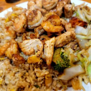 Hibachi chicken and shrimp dry dry