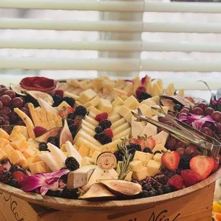 Wide variety of cheeses, including vegan options.