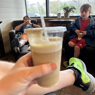 Nitro cold brew with a shot of vanilla, lite and creamy.