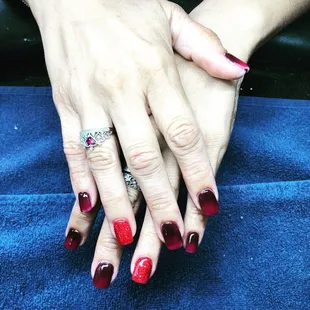 Ombré sns and glitter nails