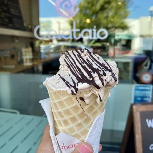 Tahitian Vanilla Bean &amp; Hazelnut in Waffle Cone