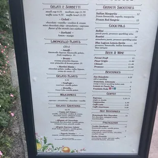 The menu
