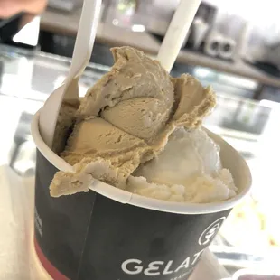 Medium gelato - Pistachio, Rice, and Cream Brulé (not pictured)