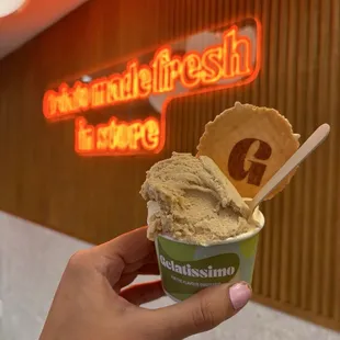 Two scoops- Salted Macadamia &amp; Dulce de Leche and hazelnut