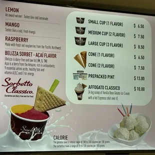 Menu as of January 2024