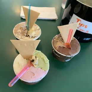 Matcha, Lychee, Guava, and a tiny bit of Creme Brulee (front)