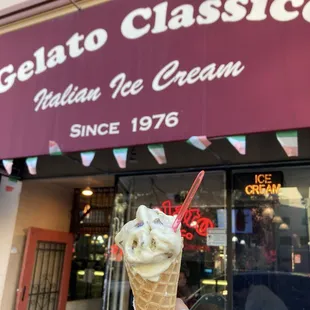 Pistachio Gelato with cone
