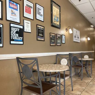 tables and chairs in a restaurant