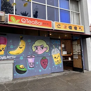 a building with a mural on the side of it