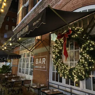 Outside, festively deck-out for the holidays!