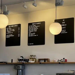 menus on the wall