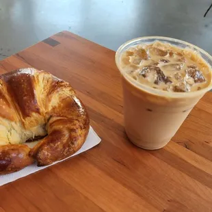 Croissant and Iced Coffee