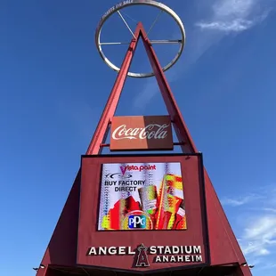 a sign for angel stadium