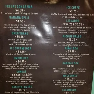 menu