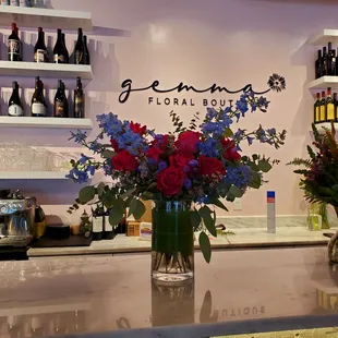 Beautiful arrangements and wine bar