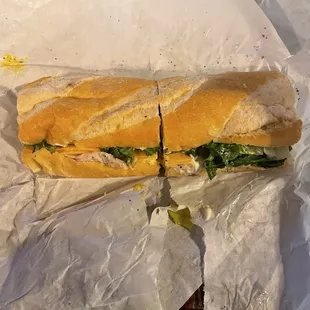Turkey and bacon on a french roll. Excellent.
