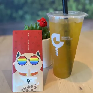 Lunar New Year &amp; Mango Green Tea with Aloe-Vera Topping