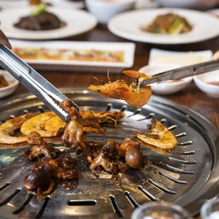 grilled meat being served