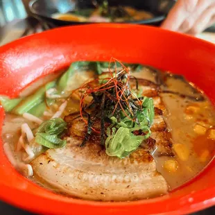 Lemongrass Vegan Ramen with Pork Belly