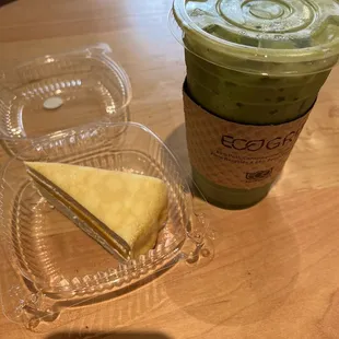 Mango crepe and matcha