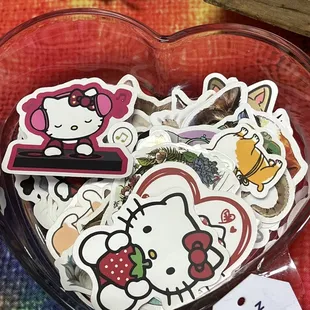 and they had hello kitty stickers so cute