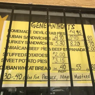 the menu