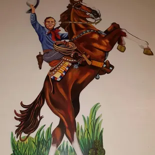 Larger than life cutout of Gene Autry on Champion by Mr. Cherokee