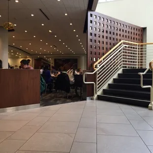 a view of the lobby of a building