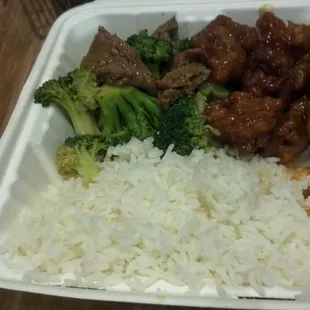 rice, broccoli and beef
