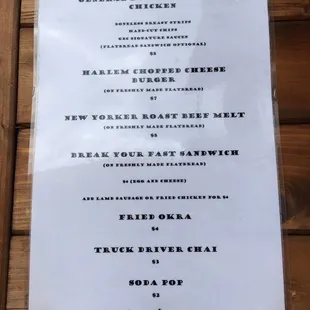 menu