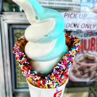 Dream Cone With Hot Fudge And Sprinkles.