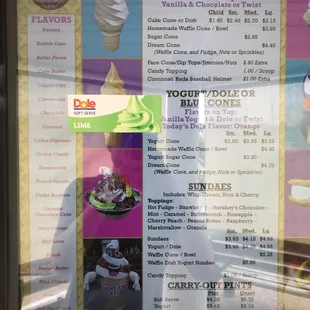 The glare is real (sorry). The soft serve mix in flavors are down the left bar.