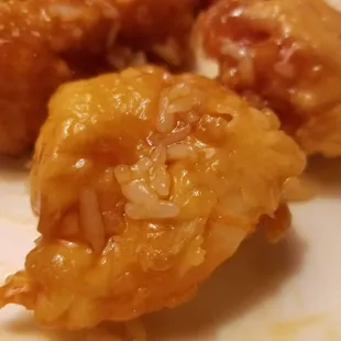 General TSO Shrimp and Chicken. Sorry my photo's do not do either version justice. Both were great. Nice size shrimp too.