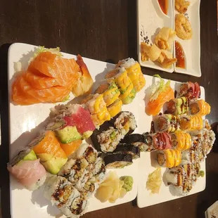 sashimi, sushi, sushi and sashimi, food