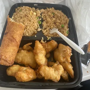 G4. Sweet and Sour Chicken A2. 1 Egg Roll R15. Small Egg Fried Rice