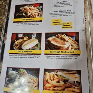 Sandwich menu items (Santa Fe Grill, lower right)