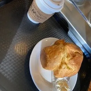 Coffee and Popover with honey butter. YUM!