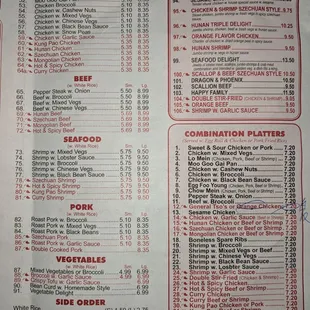 menu