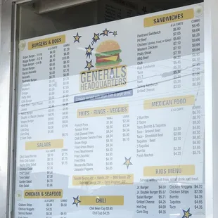 the menu for the restaurant