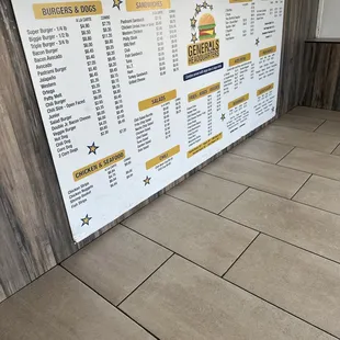 the menu of the restaurant