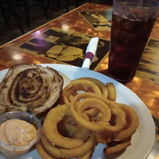 Patty Melt, Onion Rings, and Coke Zero