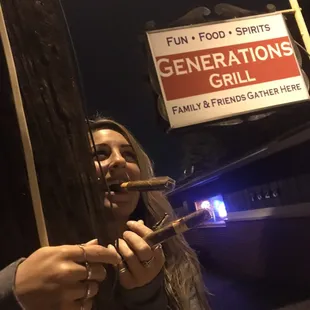 a woman smoking a cigar